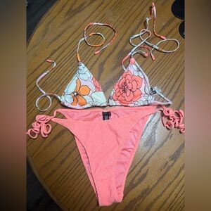 WORN ONCE Triangl Swimwear Coral and Floral Bikini